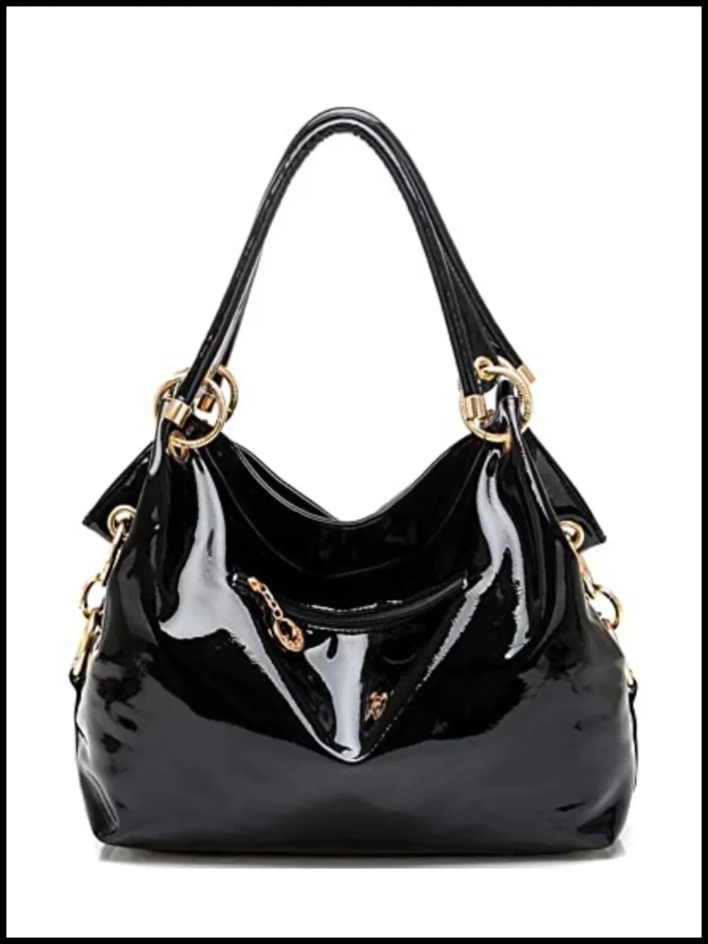 Patent Faux Leather Hobo Bag Shiny Top-Handle Chain Shoulder Tote Sequin
